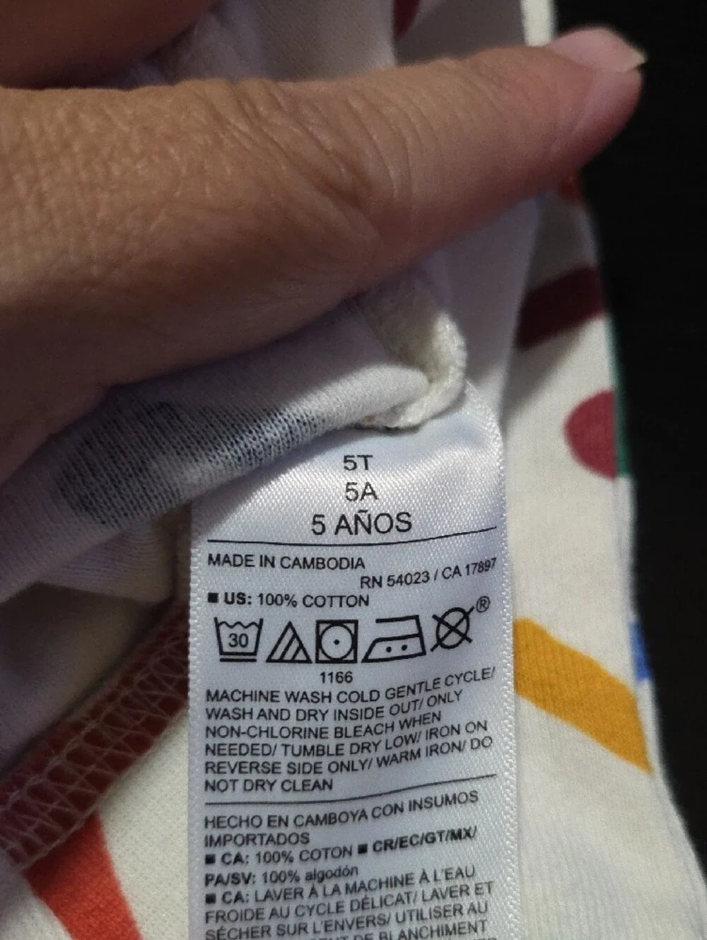 Old Navy White Kids Pajama Set with Red, Blue, Yellow, Green Prints